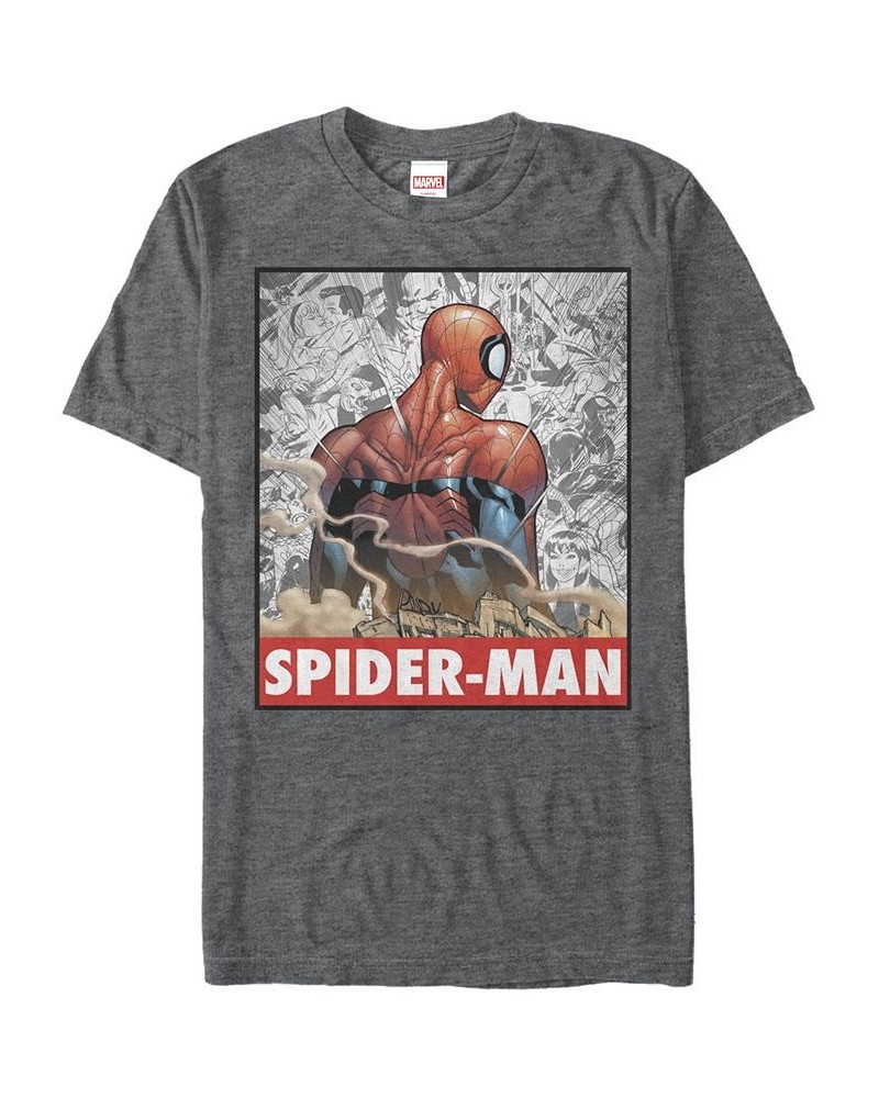 Marvel Men's Comic Collection Spider-Man Comic Style Short Sleeve T-Shirt Gray $17.50 T-Shirts