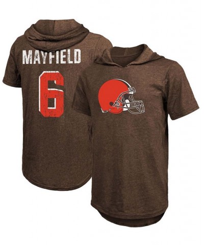 Men's Baker Mayfield Brown Cleveland Browns Player Name Number Tri-Blend Hoodie T-shirt $20.40 T-Shirts