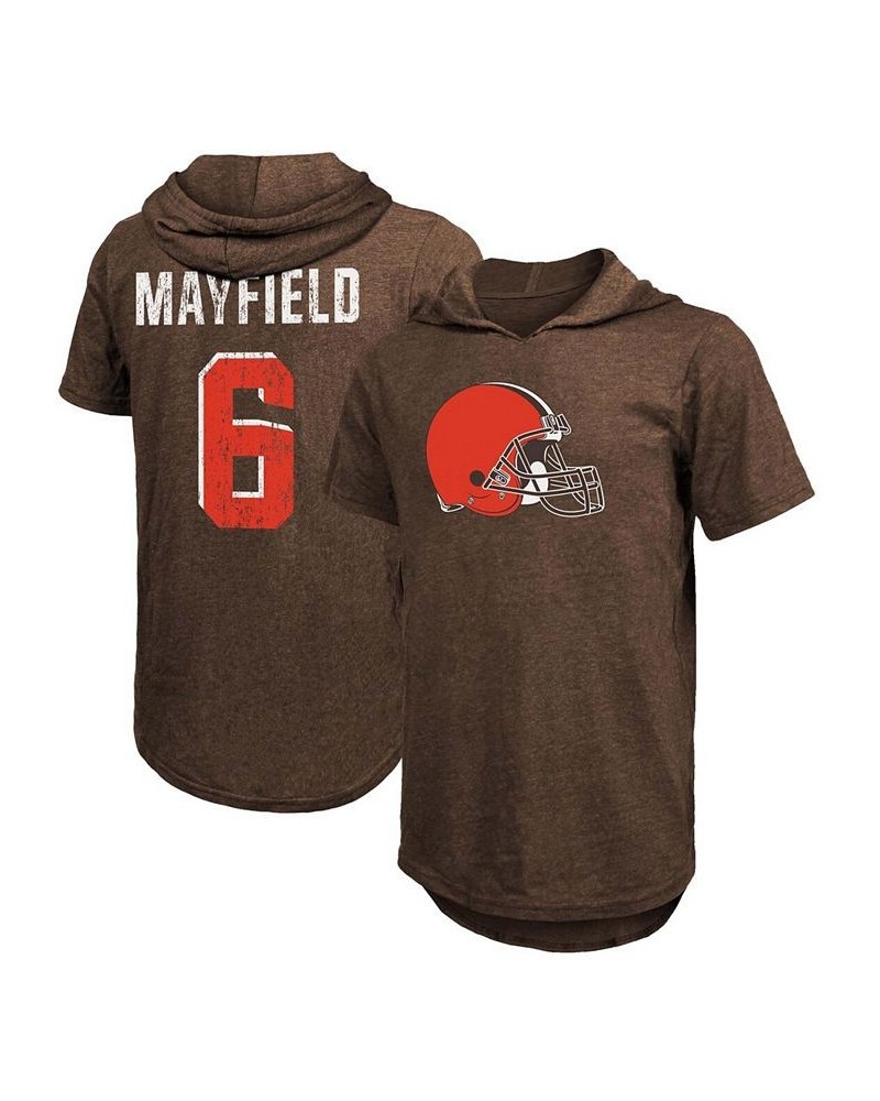 Men's Baker Mayfield Brown Cleveland Browns Player Name Number Tri-Blend Hoodie T-shirt $20.40 T-Shirts