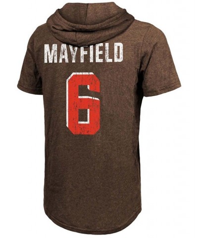 Men's Baker Mayfield Brown Cleveland Browns Player Name Number Tri-Blend Hoodie T-shirt $20.40 T-Shirts