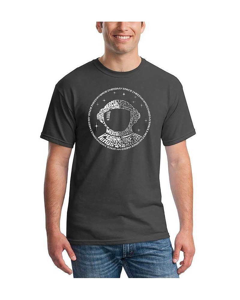 Men's I Need My Space Astronaut Word Art T-shirt Gray $16.80 T-Shirts