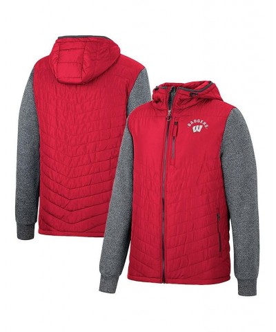 Men's Red Wisconsin Badgers Course Herringbone Full-Zip Hoodie $41.80 Jackets