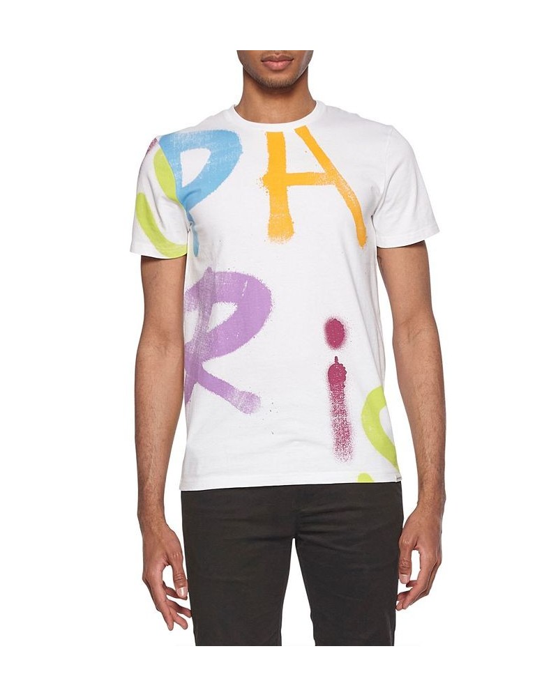 ELEVEN PARIS Men's Graffiti Logo Graphic T-Shirt White $23.52 T-Shirts