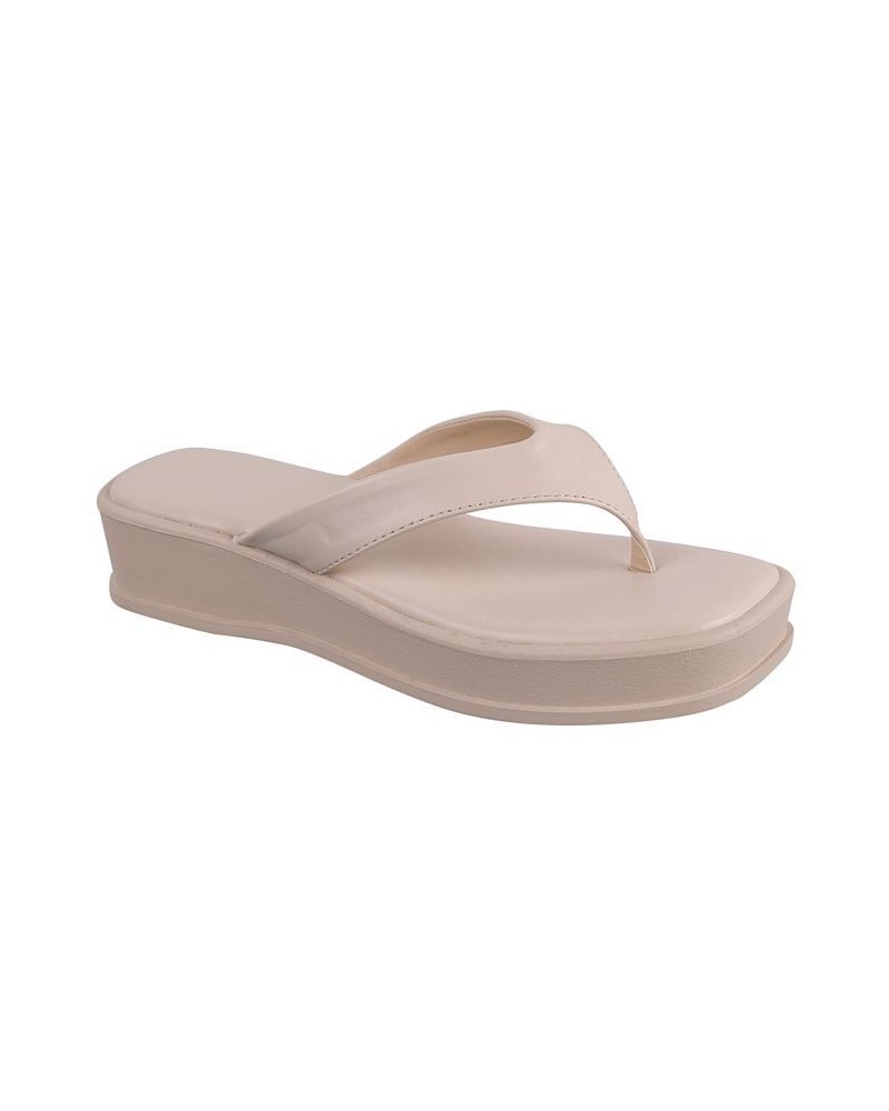 Women's Soula Slip On Thong Platform Sandals Tan/Beige $31.96 Shoes