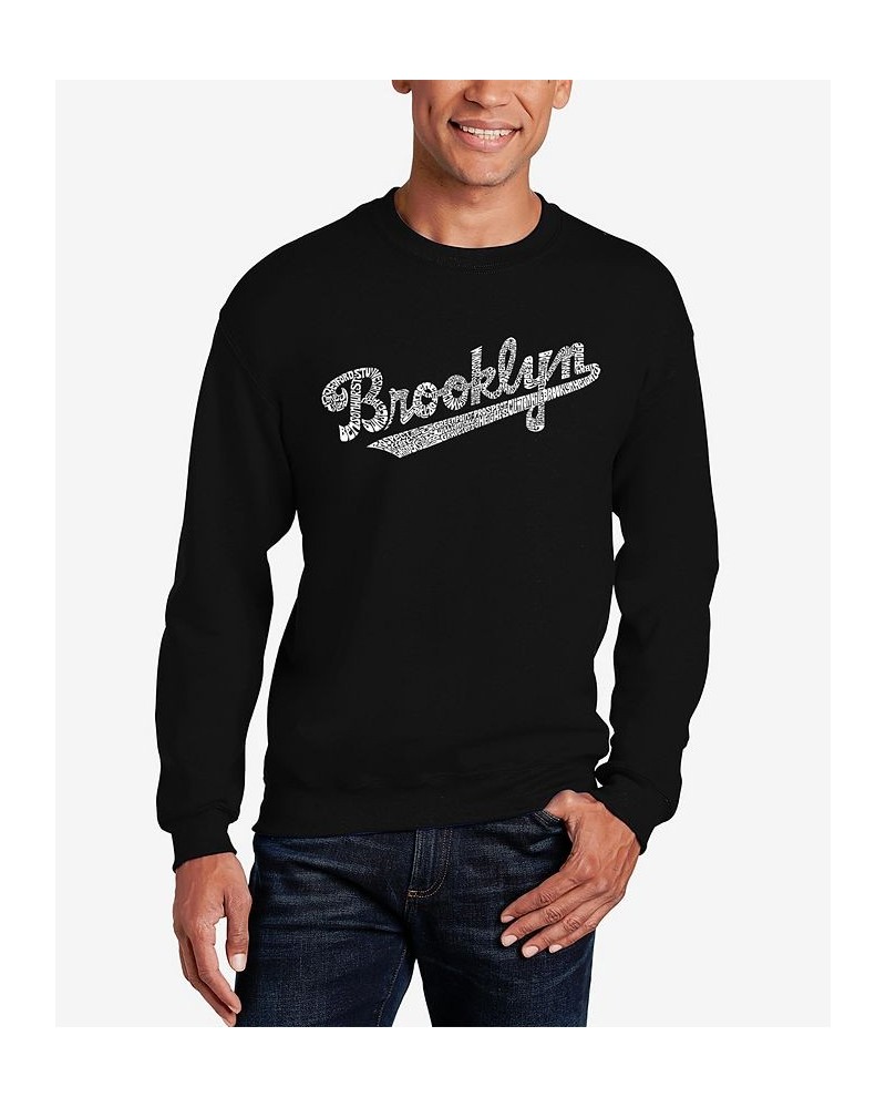 Men's Word Art Brooklyn Neighborhoods Crewneck Sweatshirt Black $28.49 Sweatshirt