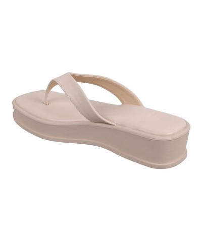 Women's Soula Slip On Thong Platform Sandals Tan/Beige $31.96 Shoes