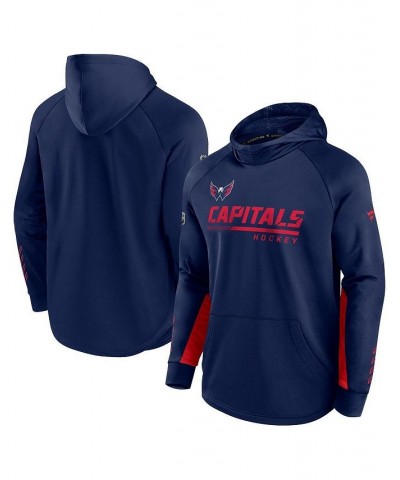 Men's Branded Navy Washington Capitals Authentic Pro Locker Room Raglan Pullover Hoodie $44.27 Sweatshirt