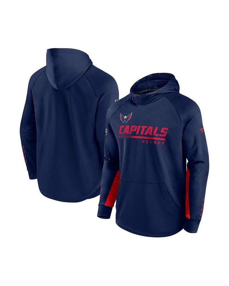 Men's Branded Navy Washington Capitals Authentic Pro Locker Room Raglan Pullover Hoodie $44.27 Sweatshirt