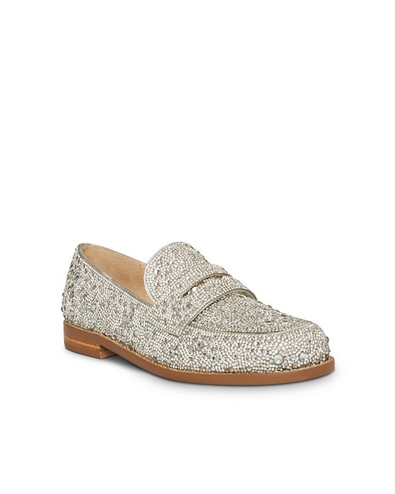 Women's Aron Loafers Silver $58.11 Shoes