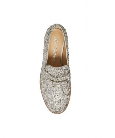 Women's Aron Loafers Silver $58.11 Shoes