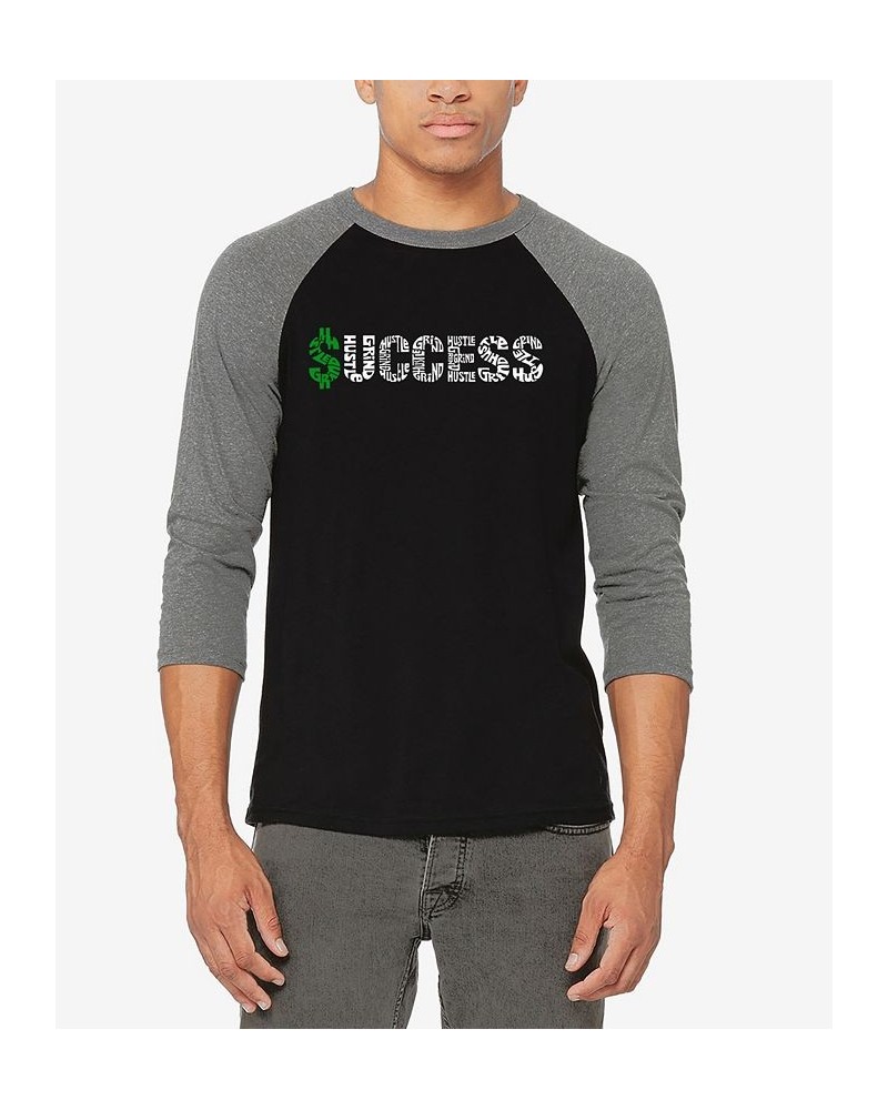 Men's Raglan Baseball 3/4 Sleeve Success Word Art T-shirt Gray, Black $22.94 T-Shirts