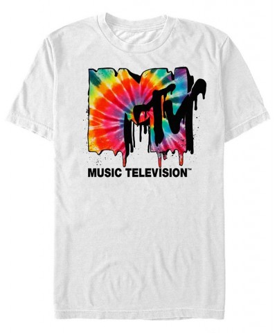 MTV Men's Tie-Dye Dripping Logo Short Sleeve T-Shirt White $16.45 T-Shirts