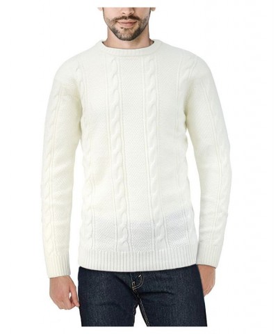 Men's Cable Knit Sweater Off White $23.00 Sweaters