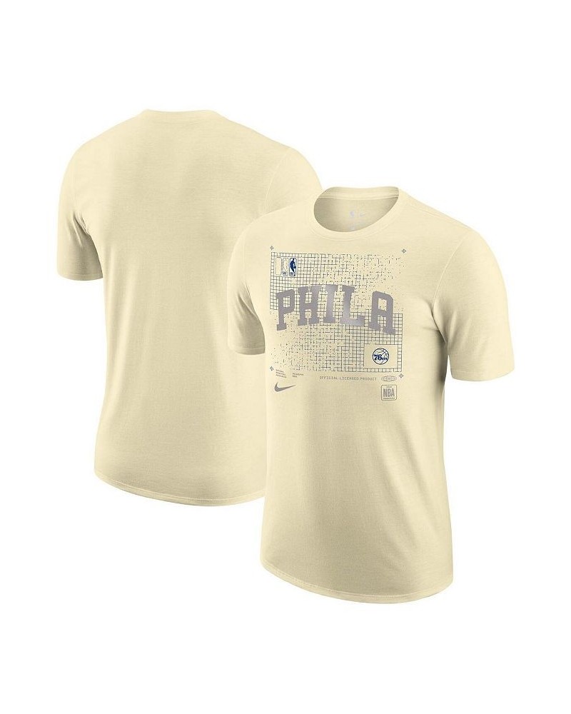 Men's Cream Philadelphia 76ers Courtside Chrome T-shirt $21.50 T-Shirts