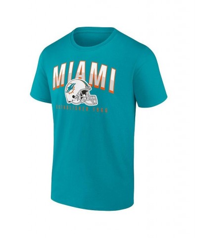 Men's Branded Aqua, White Miami Dolphins Long and Short Sleeve Two-Pack T-shirt $26.78 T-Shirts