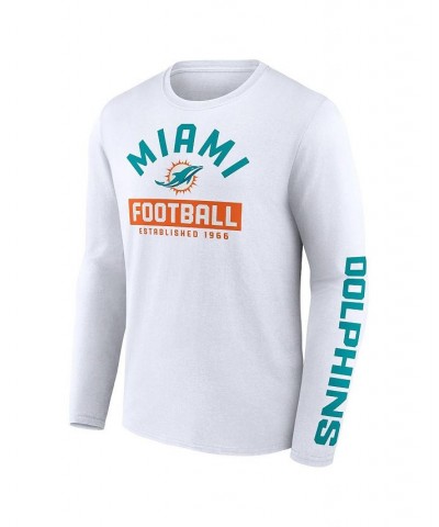 Men's Branded Aqua, White Miami Dolphins Long and Short Sleeve Two-Pack T-shirt $26.78 T-Shirts