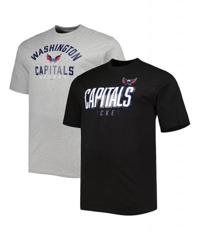 Men's Black, Heather Gray Washington Capitals Big and Tall Two-Pack T-shirt Set $35.20 T-Shirts