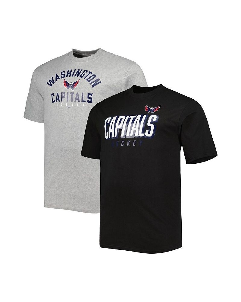 Men's Black, Heather Gray Washington Capitals Big and Tall Two-Pack T-shirt Set $35.20 T-Shirts