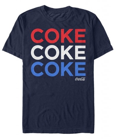 Men's Red White Blue Coke Repeat Short Sleeve T- shirt Blue $15.40 T-Shirts