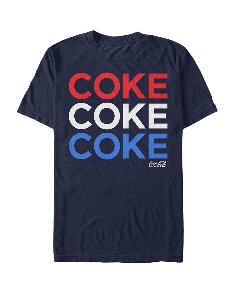 Men's Red White Blue Coke Repeat Short Sleeve T- shirt Blue $15.40 T-Shirts