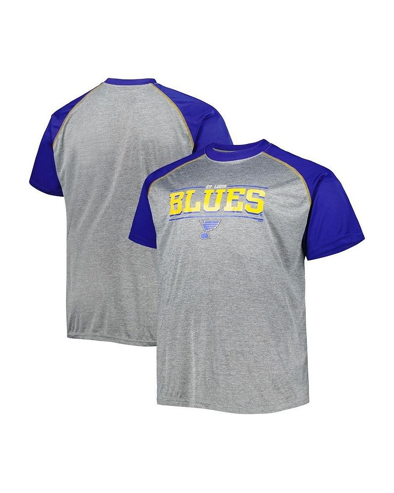 Men's Heather Gray St. Louis Blues Big and Tall Logo Raglan T-shirt $28.20 T-Shirts