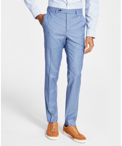 Men's Skinny-Fit Stretch Suit Pants Blue Sharkskin $71.05 Suits