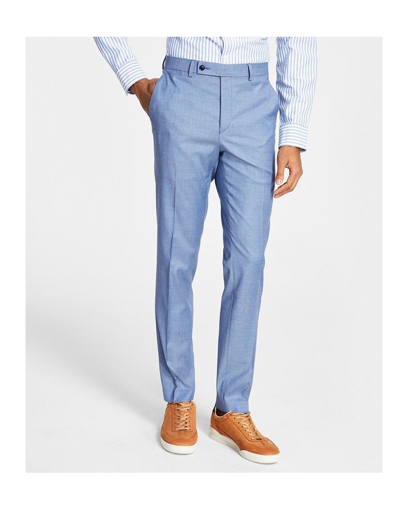 Men's Skinny-Fit Stretch Suit Pants Blue Sharkskin $71.05 Suits