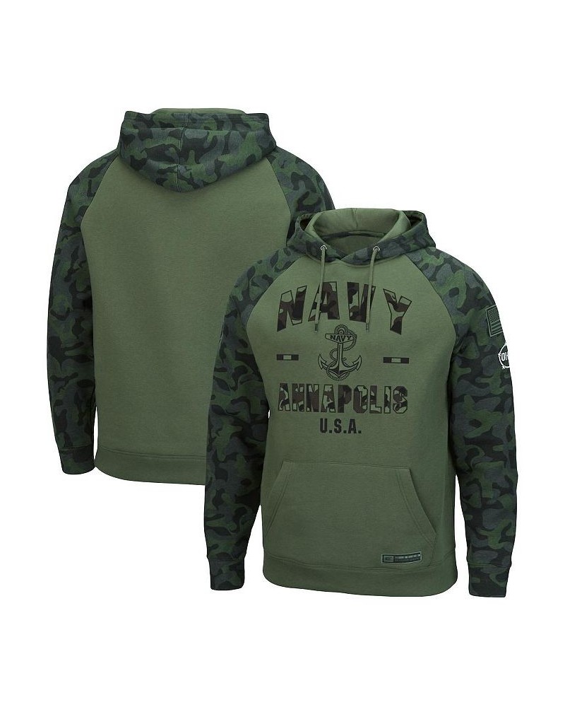 Men's Olive, Camo Navy Midshipmen OHT Military-Inspired Appreciation Raglan Pullover Hoodie $39.74 Sweatshirt