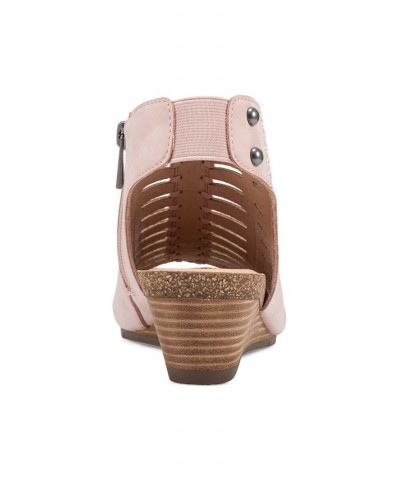 Women's Hana Round Toe Laser Cut Dress Sandals Pink $34.88 Shoes