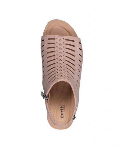 Women's Hana Round Toe Laser Cut Dress Sandals Pink $34.88 Shoes