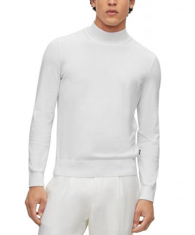 BOSS Men's Cotton-Jersey Sweater with Mock Neckline White $94.00 Sweaters