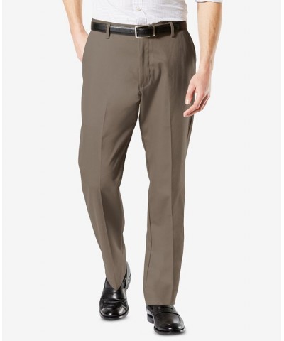 Men's Signature Lux Cotton Classic Fit Creased Stretch Khaki Pants Brown $27.60 Pants