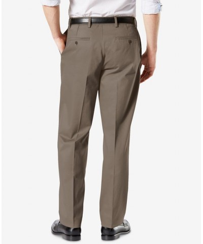 Men's Signature Lux Cotton Classic Fit Creased Stretch Khaki Pants Brown $27.60 Pants