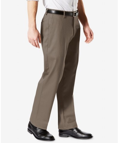 Men's Signature Lux Cotton Classic Fit Creased Stretch Khaki Pants Brown $27.60 Pants