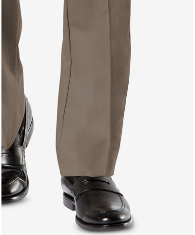 Men's Signature Lux Cotton Classic Fit Creased Stretch Khaki Pants Brown $27.60 Pants