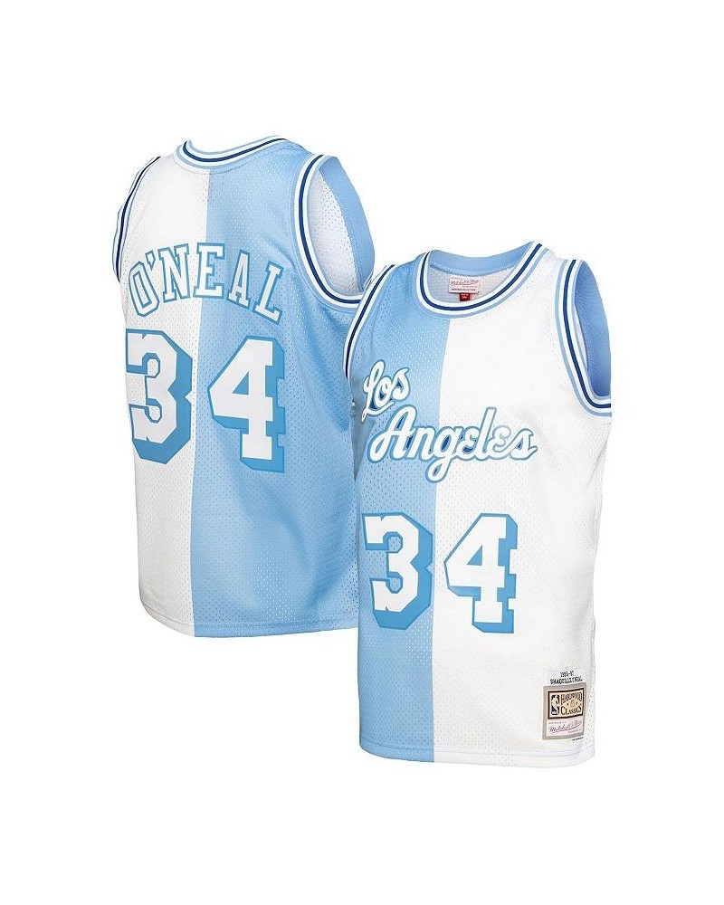 Men's Shaquille O'Neal Powder Blue, White Los Angeles Lakers Hardwood Classics 1996-97 Split Swingman Jersey $48.84 Jersey