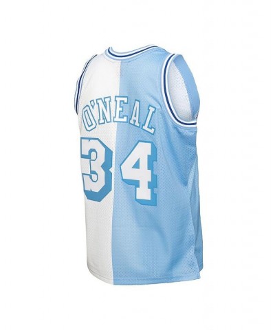 Men's Shaquille O'Neal Powder Blue, White Los Angeles Lakers Hardwood Classics 1996-97 Split Swingman Jersey $48.84 Jersey