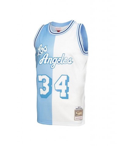 Men's Shaquille O'Neal Powder Blue, White Los Angeles Lakers Hardwood Classics 1996-97 Split Swingman Jersey $48.84 Jersey