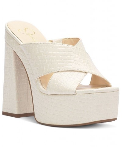 Women's Basima Crisscross Platform Sandals Tan/Beige $53.41 Shoes