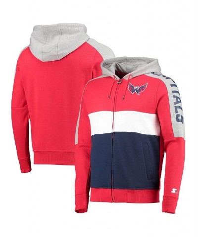 Men's Red, Navy Washington Capitals Playoffs Color Block Full-Zip Hoodie $37.80 Sweatshirt