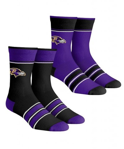 Men's and Women's Socks Baltimore Ravens Multi-Stripe 2-Pack Team Crew Sock Set $14.35 Socks