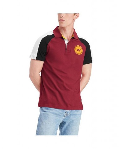 Men's Burgundy and White Washington Football Team Holden Raglan Polo $25.42 Polo Shirts