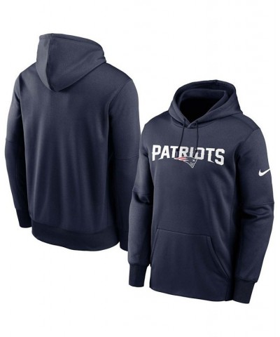 Men's Navy New England Patriots Fan Gear Wordmark Performance Pullover Hoodie $45.89 Sweatshirt