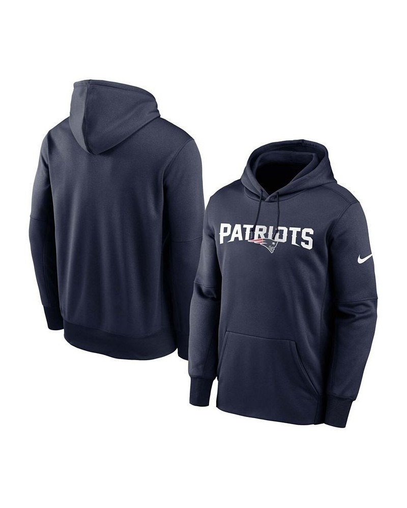 Men's Navy New England Patriots Fan Gear Wordmark Performance Pullover Hoodie $45.89 Sweatshirt