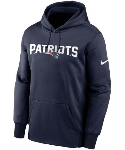 Men's Navy New England Patriots Fan Gear Wordmark Performance Pullover Hoodie $45.89 Sweatshirt