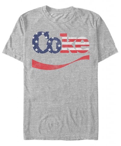 Coca-Cola Men's Star-Spangled Coke Swoosh Short Sleeve T-Shirt Gray $18.19 T-Shirts