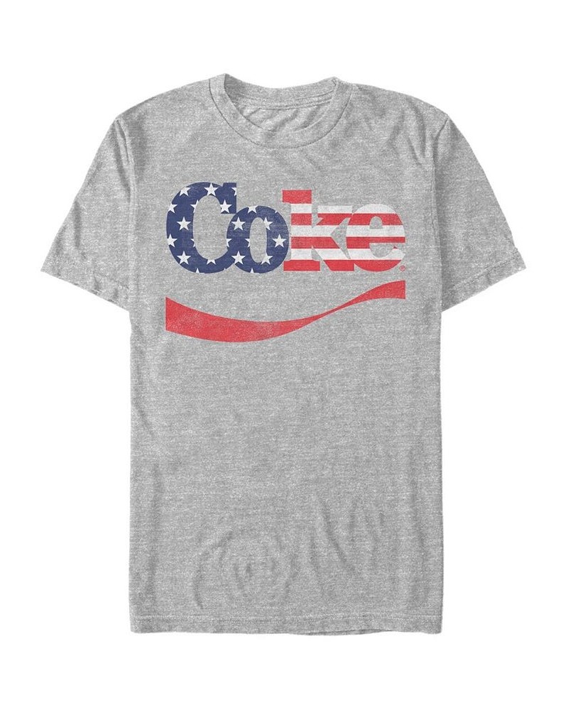 Coca-Cola Men's Star-Spangled Coke Swoosh Short Sleeve T-Shirt Gray $18.19 T-Shirts