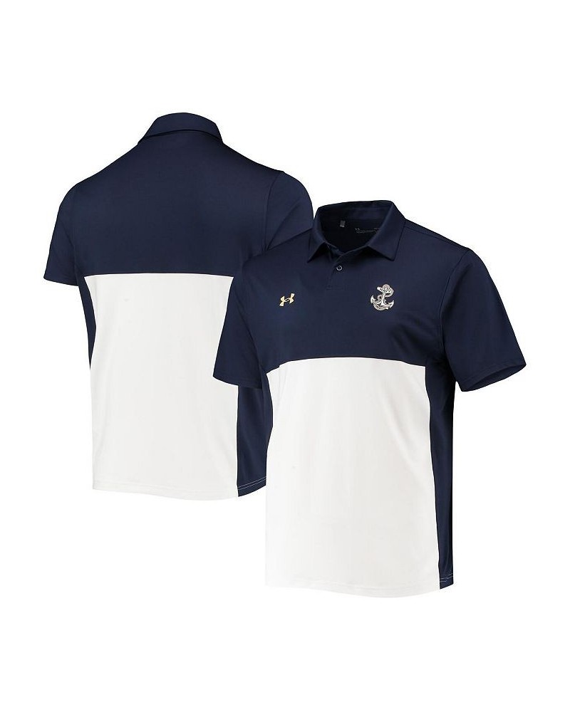 Men's Navy, White Navy Midshipmen 2022 Blocked Coaches Performance Polo Shirt $47.84 Polo Shirts