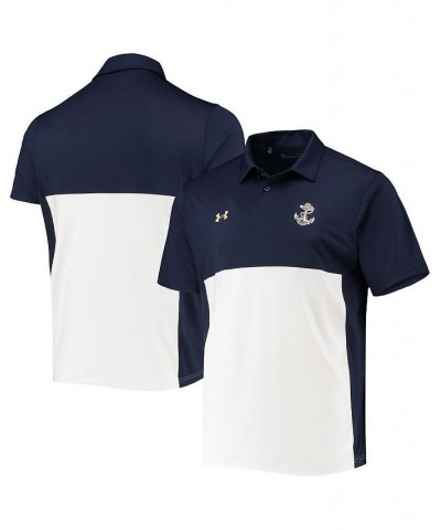 Men's Navy, White Navy Midshipmen 2022 Blocked Coaches Performance Polo Shirt $47.84 Polo Shirts