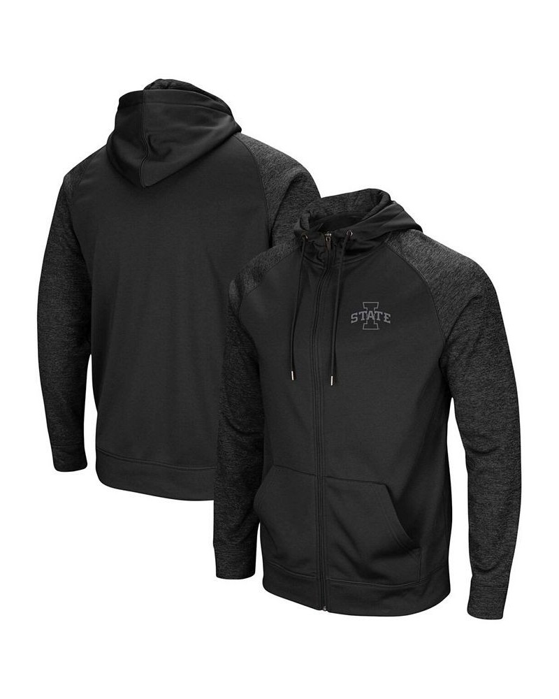 Men's Black Iowa State Cyclones Blackout 3.0 Tonal Raglan Full-Zip Hoodie $23.20 Sweatshirt